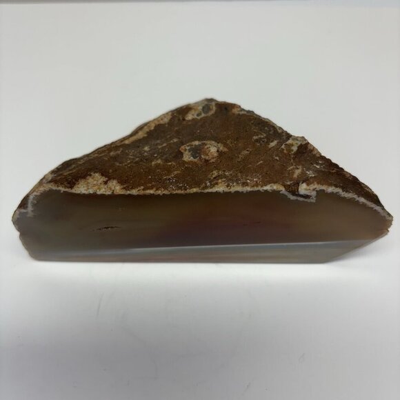 Vintage Large Heavy Amber Agate Geode End Slice Polished Stone Banded Crystal - Picture 2 of 15